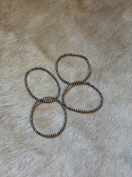 3mm Sterling Pearl Stretchy Bracelet