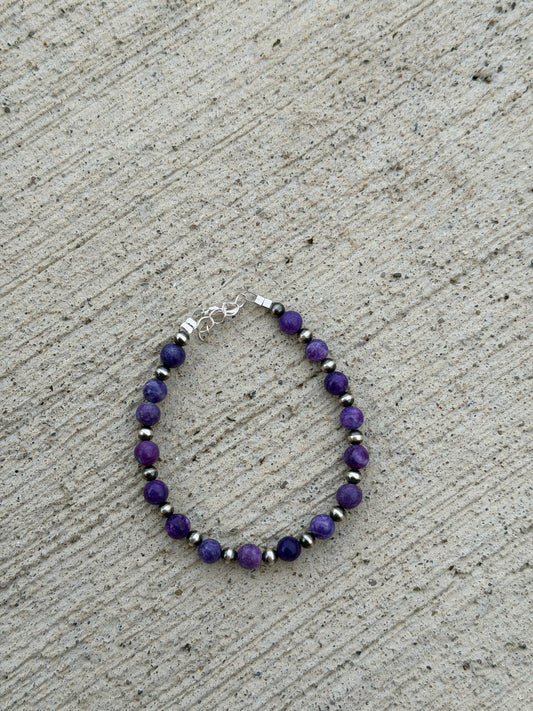 7-7.5" Charoite & Pearl