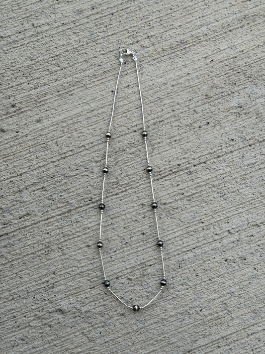 17" Sterling Pearl & Liquid Silver