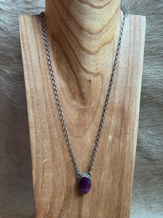 19" Purple Spiny Bar Necklace