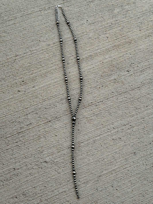 21.5-23" 4-10mm Sterling Silver Pearl Lariat