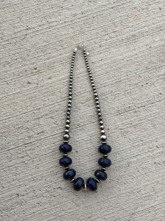 17-18" Pearl & Blue Lapis