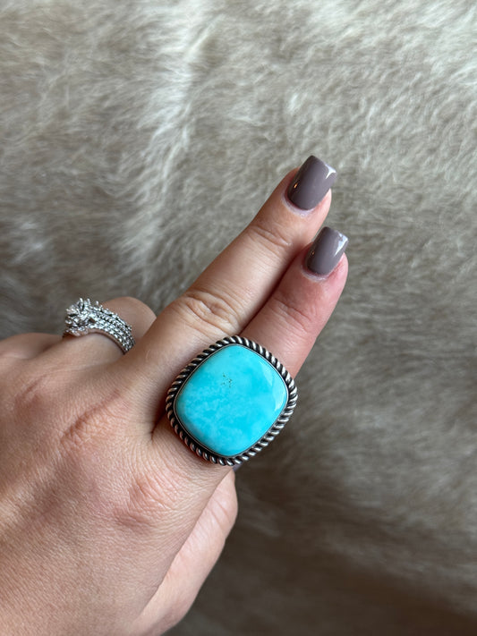 Adjustable Blue Kingman Turquoise Ring
