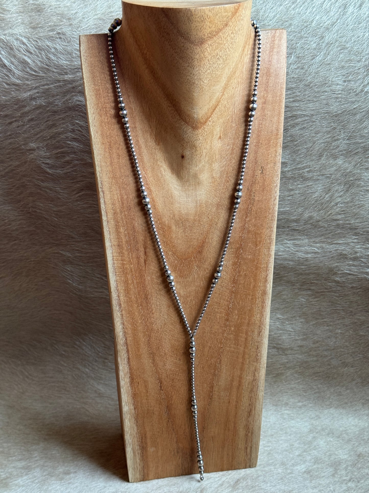 24" 3-6mm Sterling Pearl Lariat