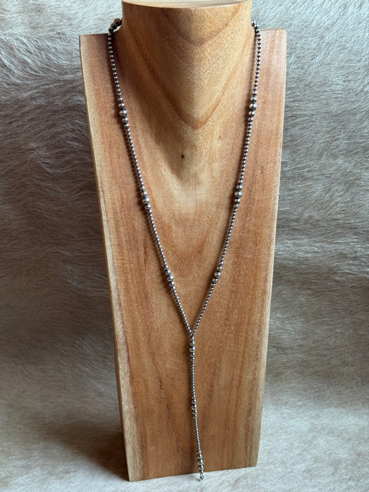 24" 3-6mm Sterling Pearl Lariat