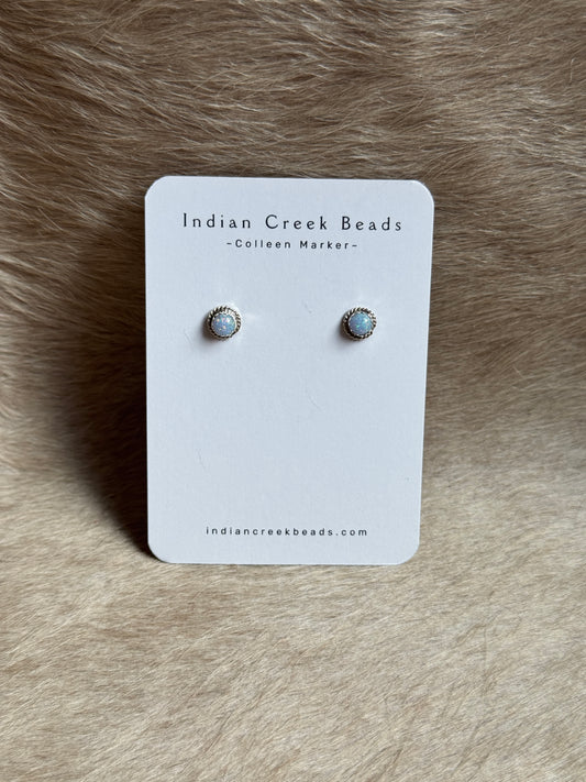 White Opal Studs