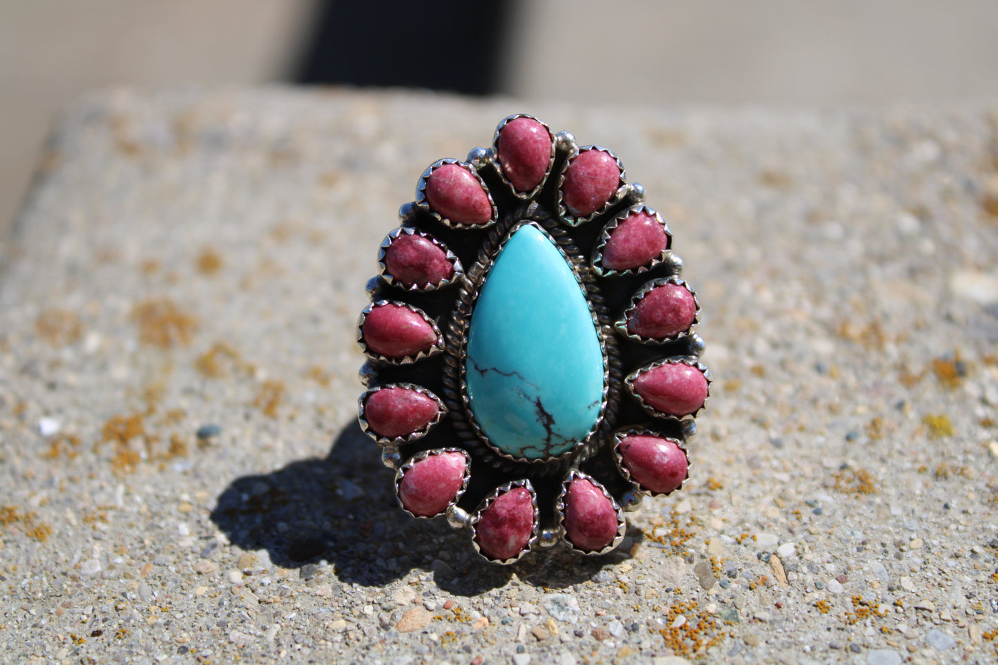 Rhodonite & Turquoise Adjustable Ring