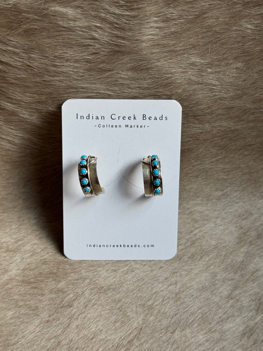 Turquoise Feather Hoop Earrings