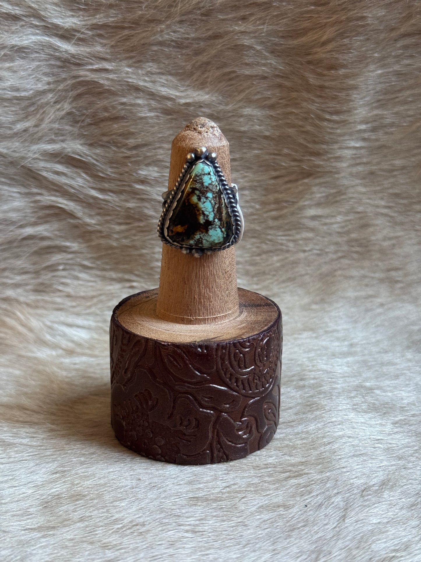 Sz 8 BlackJack Turquoise Ring