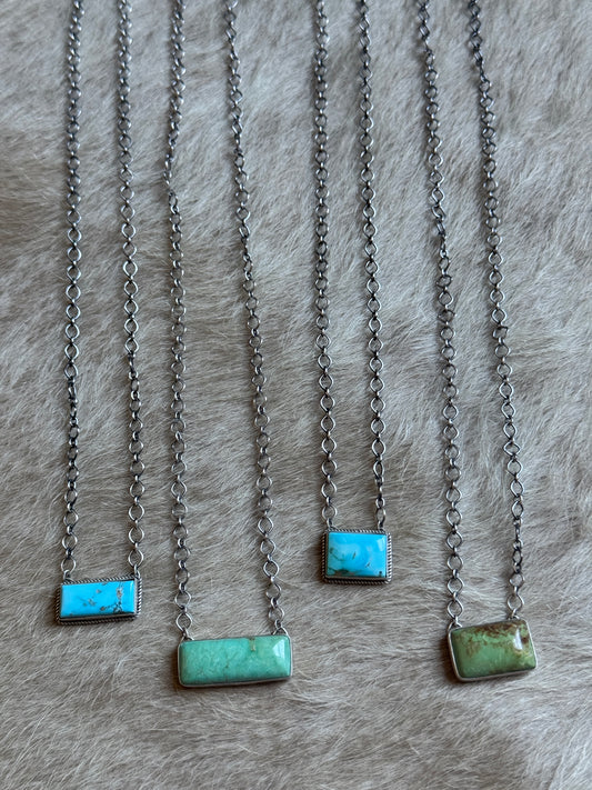 17" Genuine Turquoise Bar Necklace