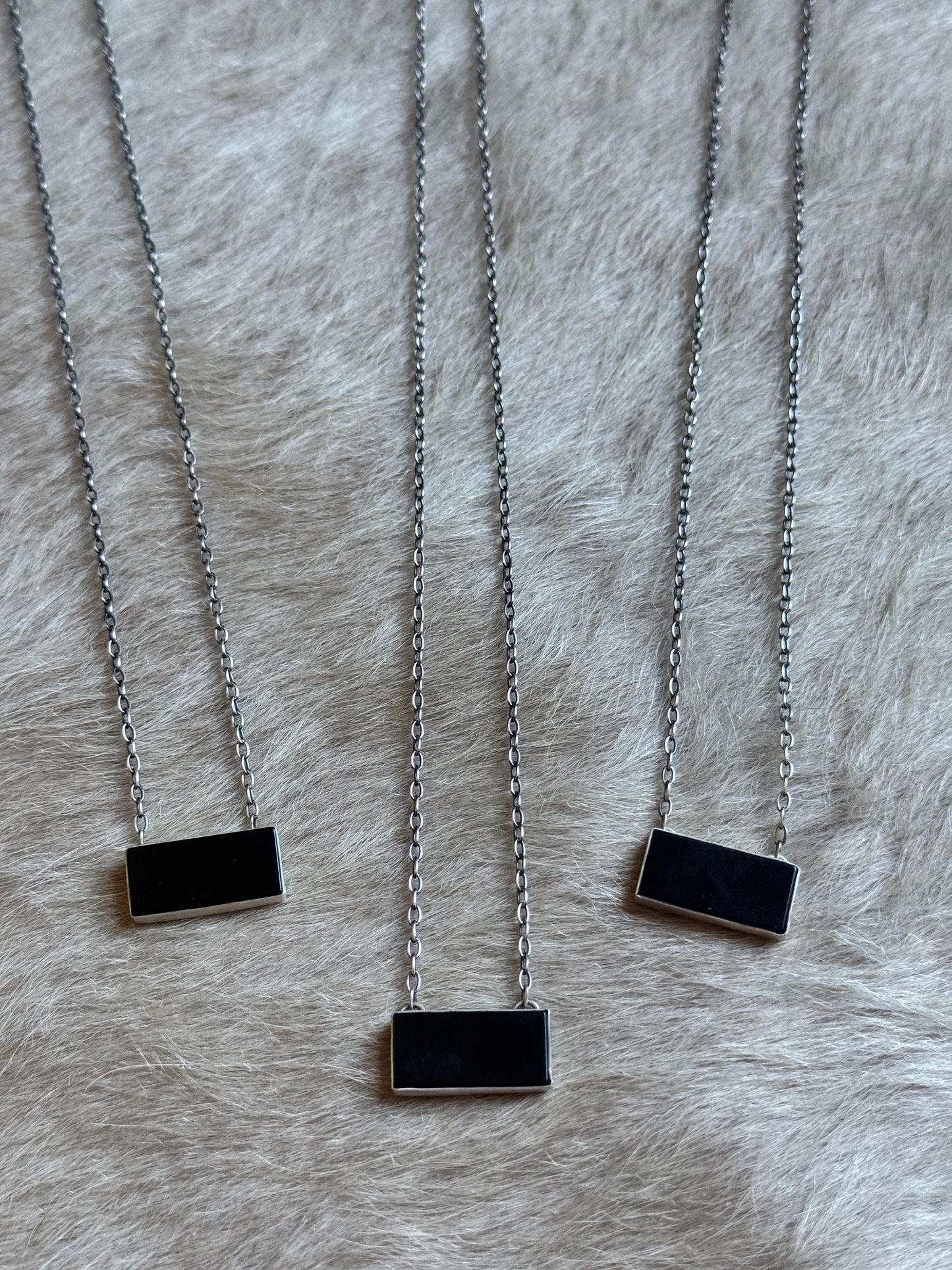 18" Black Onyx Bar Necklace