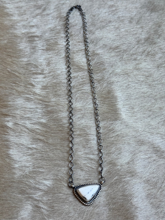 22" White Buffalo Triangle Necklace