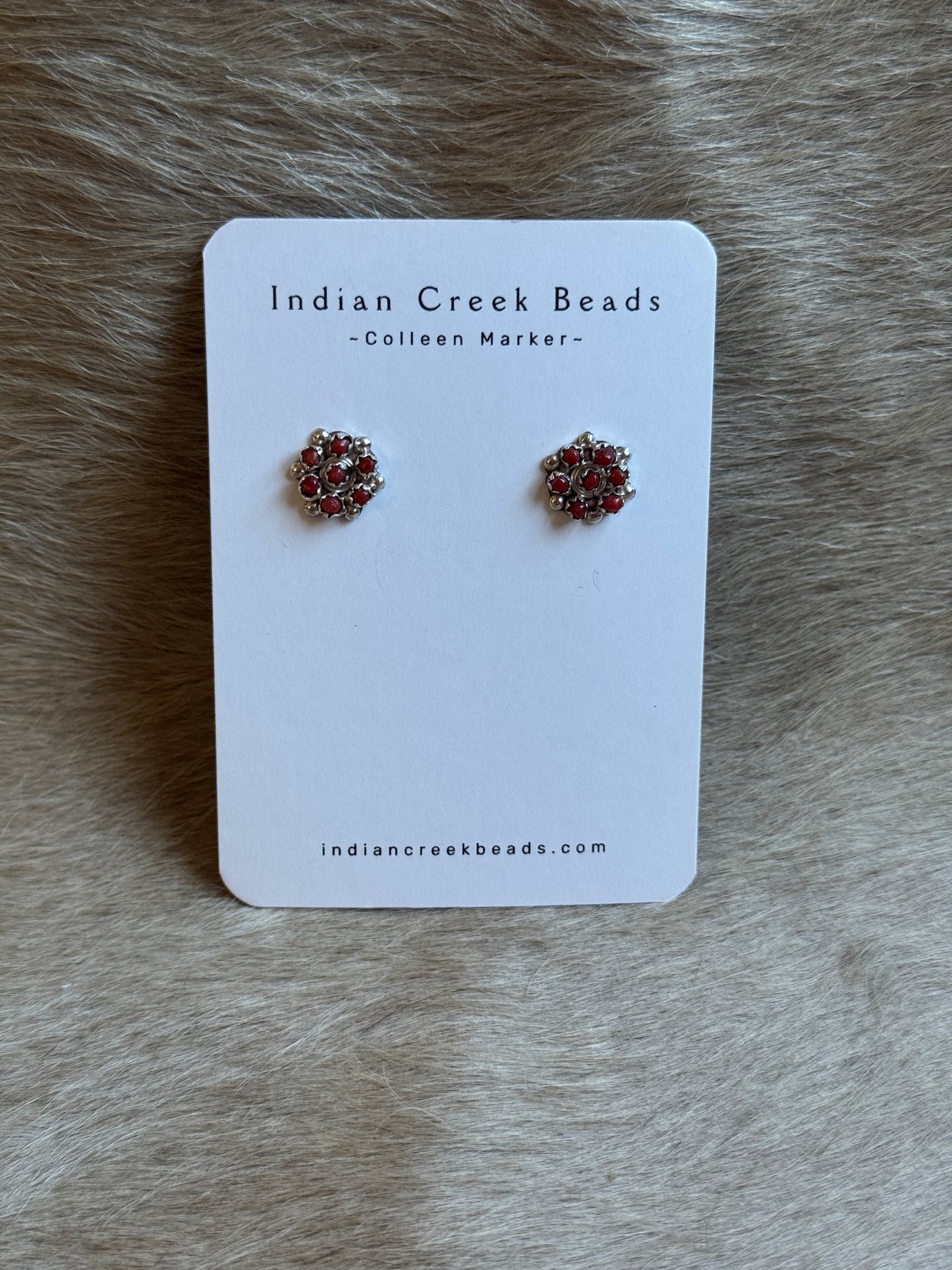 Red Coral Simple Cluster Earrings