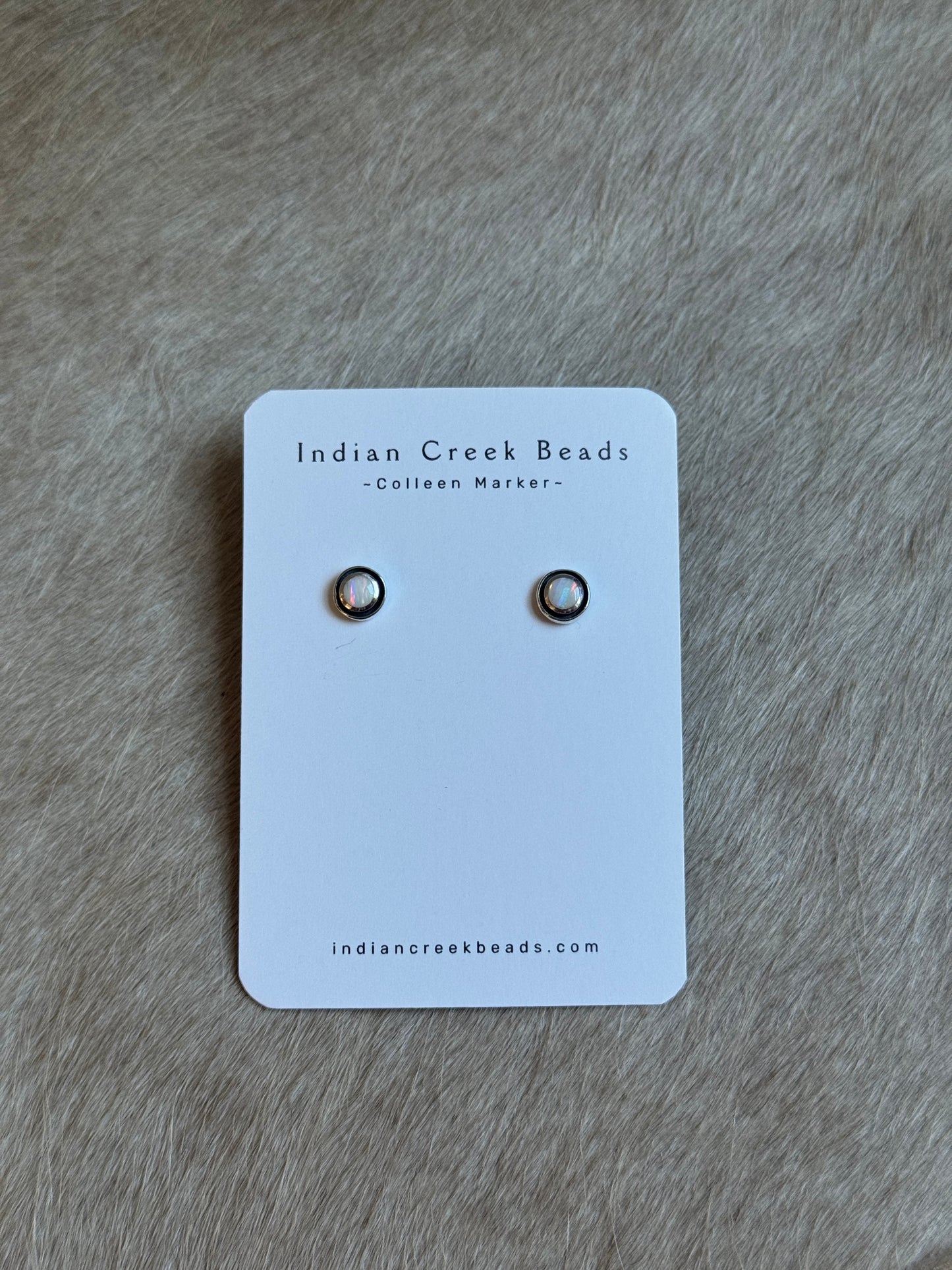 White Opal Simple Shadowbox Studs