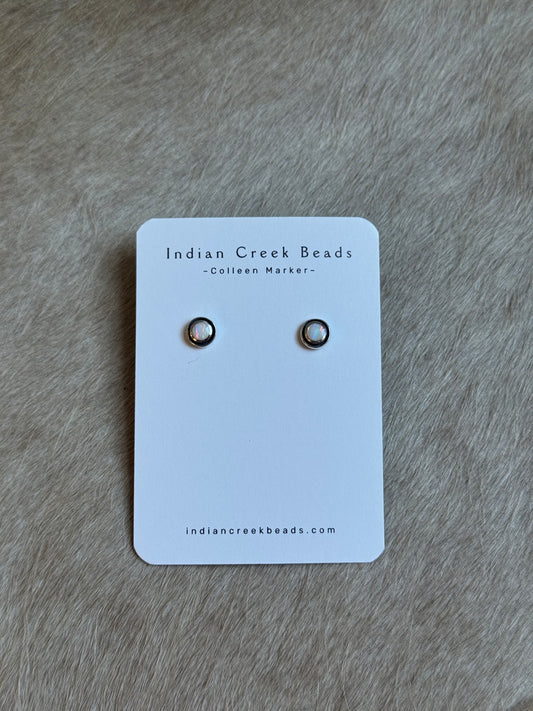White Opal Simple Shadowbox Studs