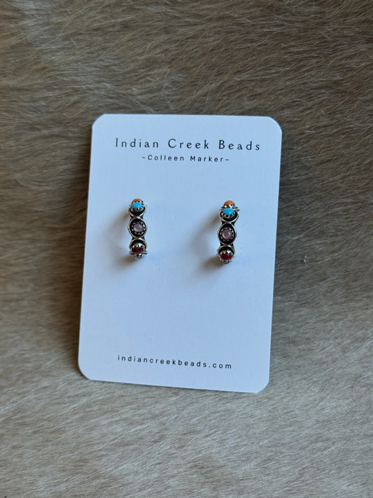 Multi-Stone Hoop Earrings