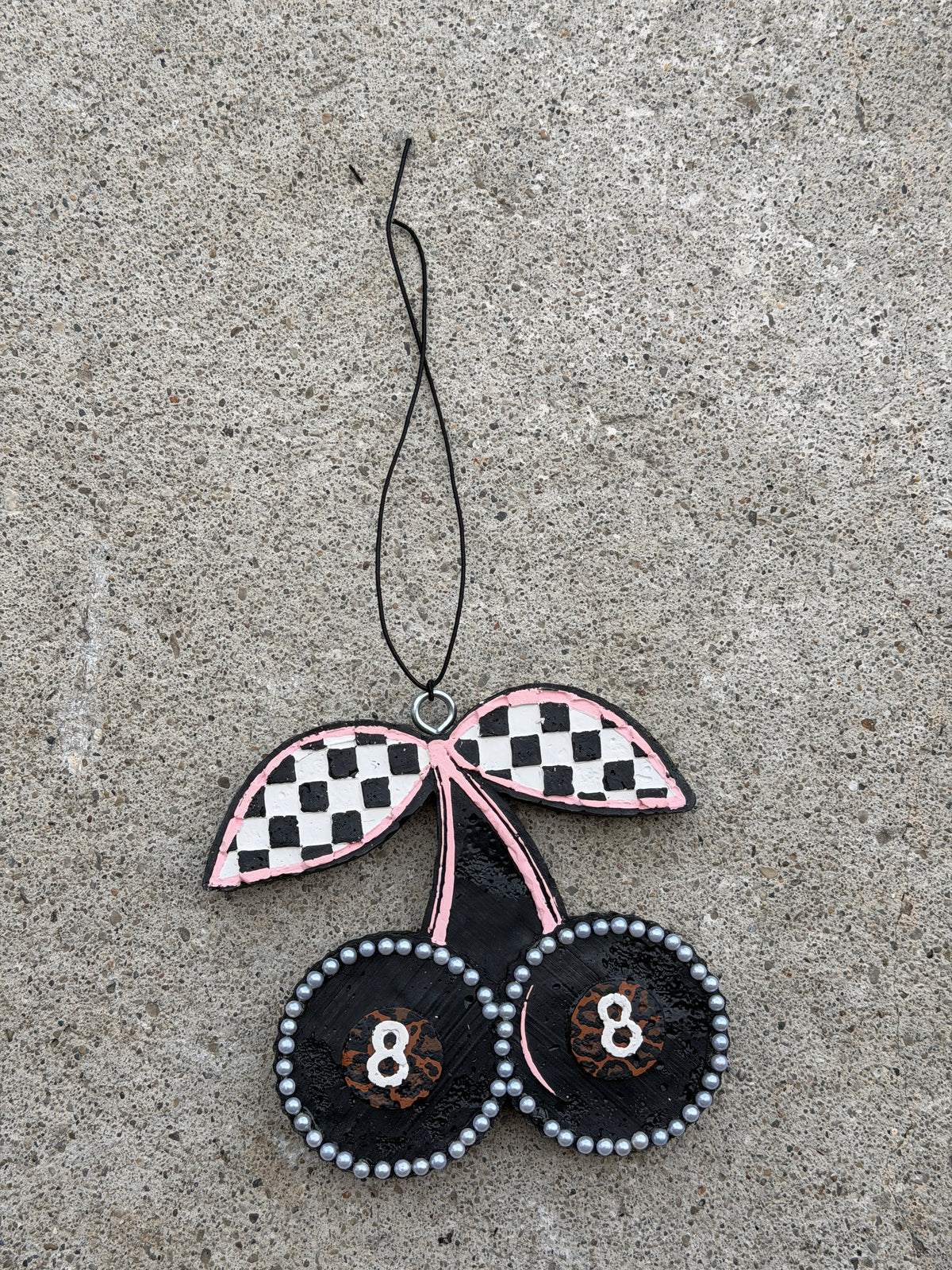 8-ball Checkered Pink Cherry Freshie