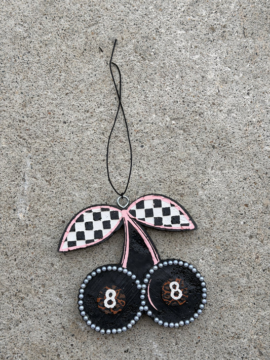 8-ball Checkered Pink Cherry Freshie