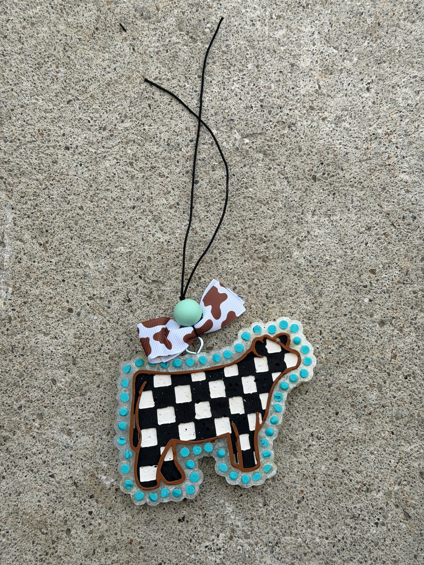 Teal Checkered Steer Freshie