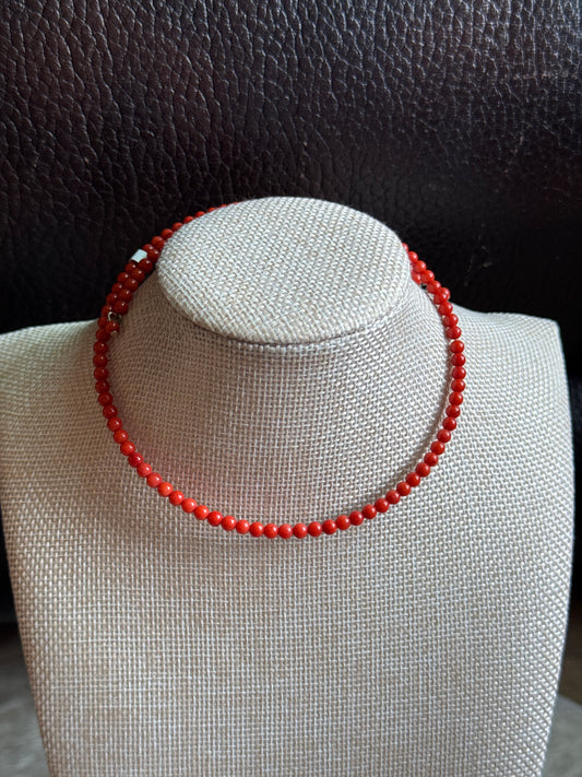 Red Coral Memory Wire Choker