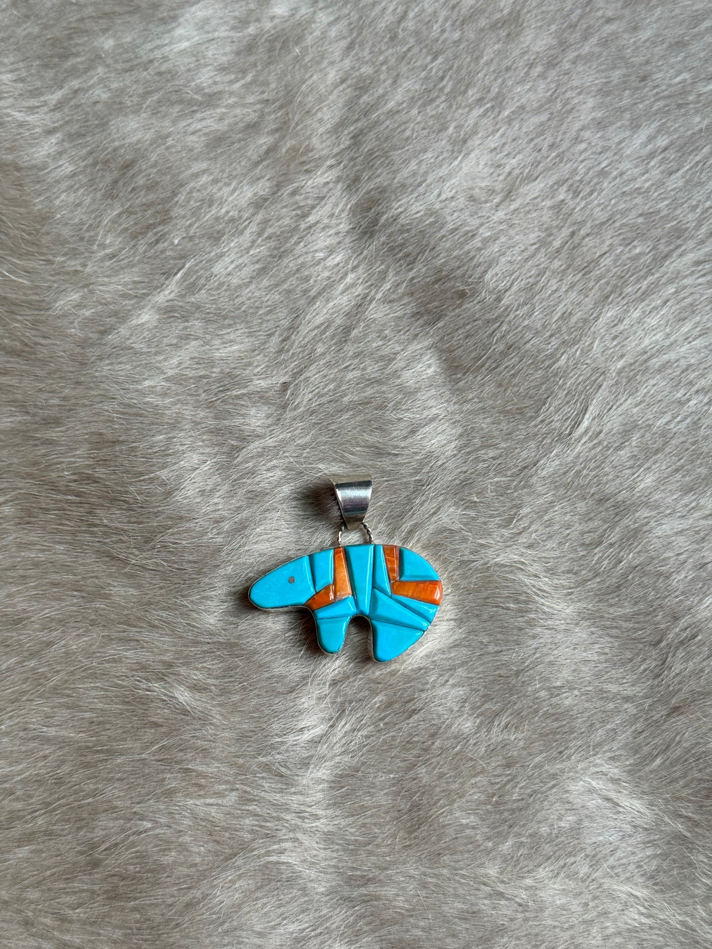 Turquoise & Spiny Bear Pendant