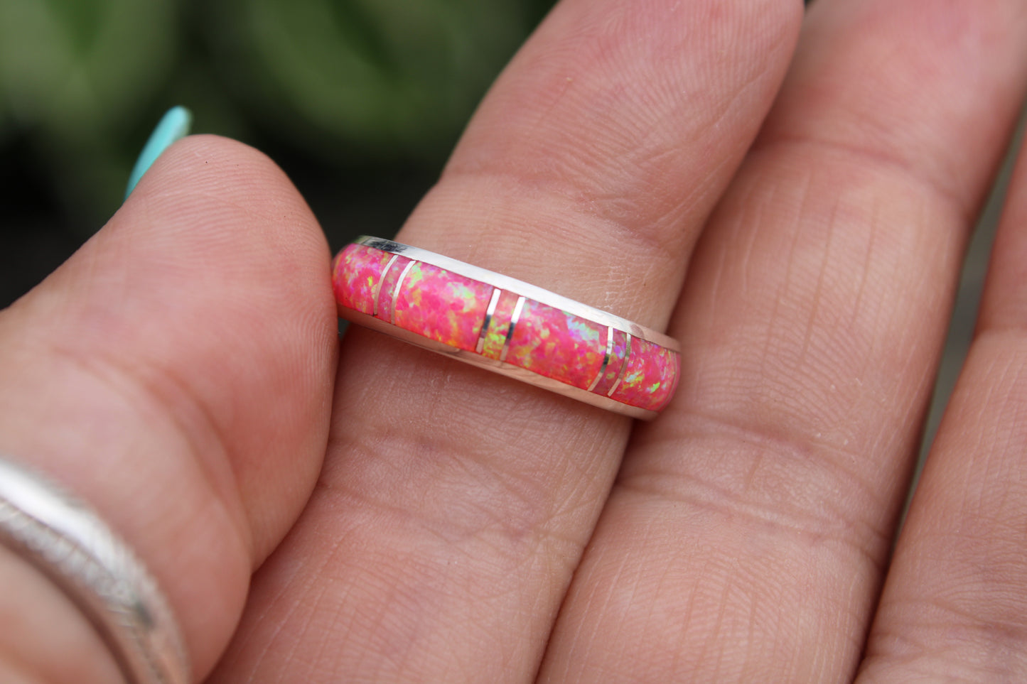 Hot Pink Opal Ring, Size 8.5 and 9