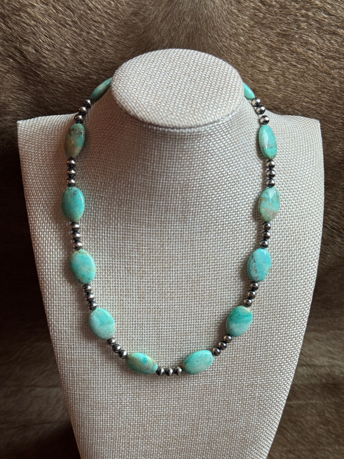 17-19" 5mm Pearl & Genuine Turquoise