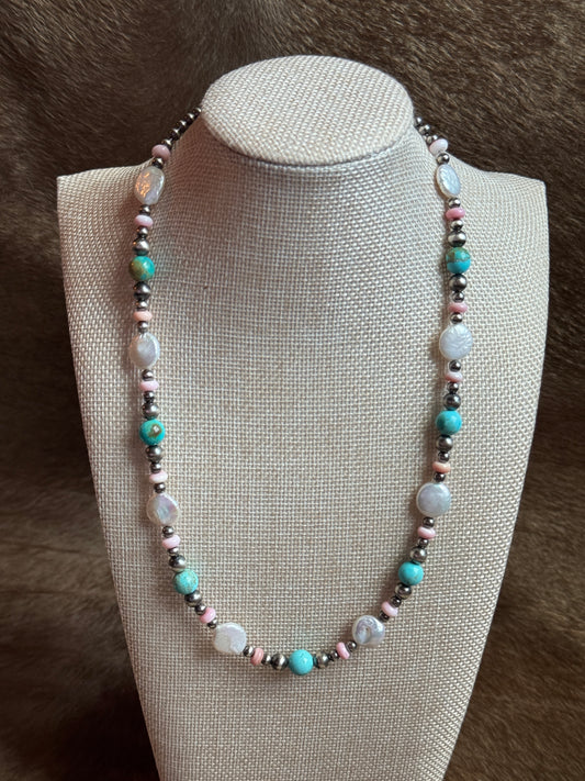 19.5-21" Pearl, Pink Conch & Freshwater