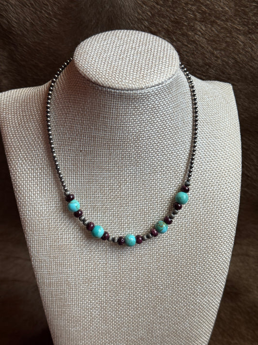 14.5-16" Pearl, Purple Spiny & Turquosie