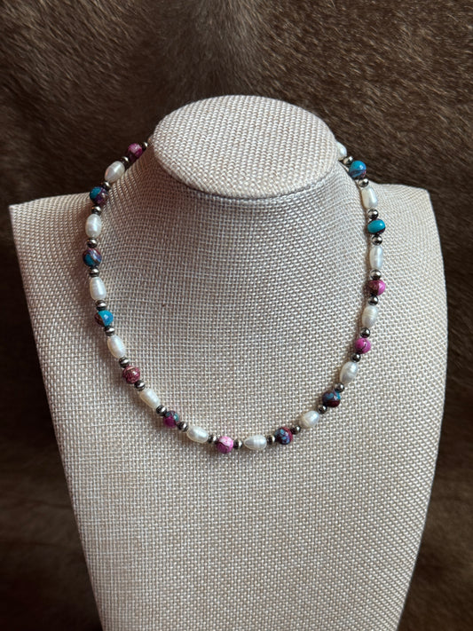 14.5-16" Freshwater & Purple Dahlia