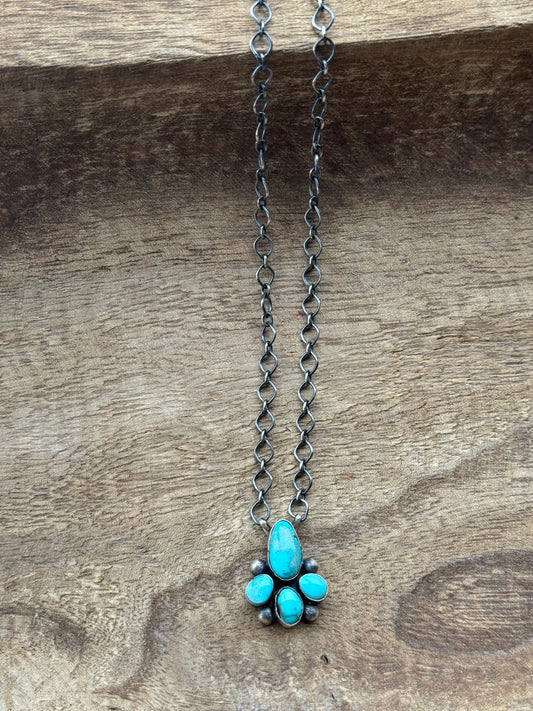18" Kingman Turquoise Cluster Necklace