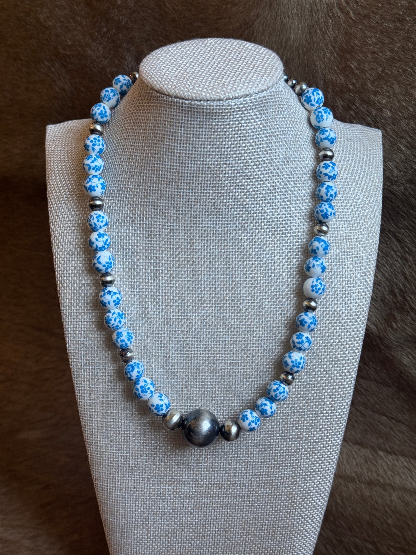 18.5-20" Blue Floral China