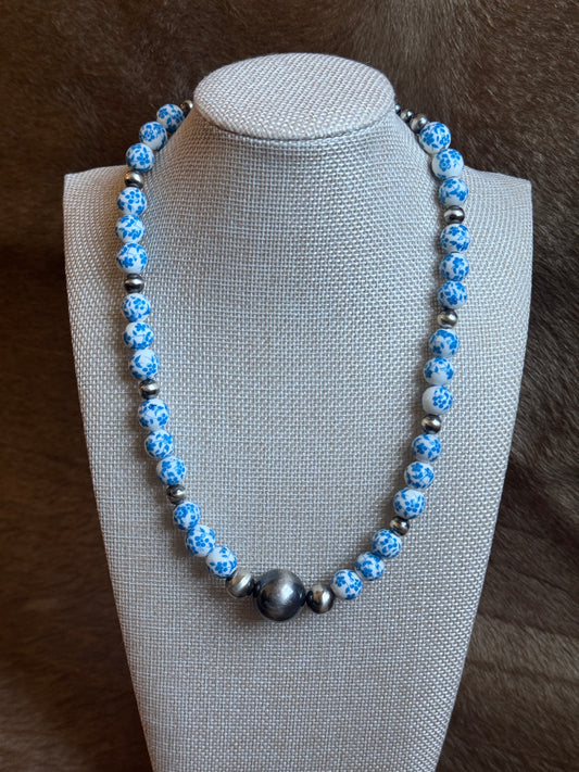 18.5-20" Blue Floral China