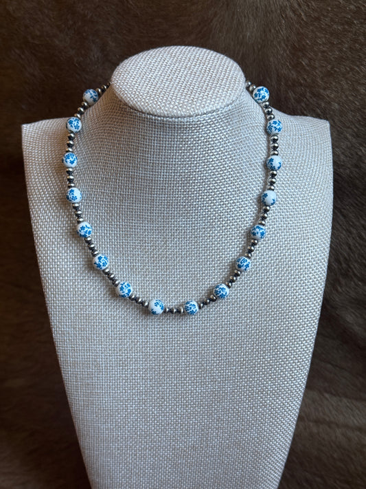 14.5-16" Blue Floral China