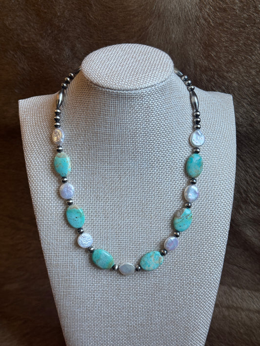 17-18.5" Genuine Turquoise & Freshwater