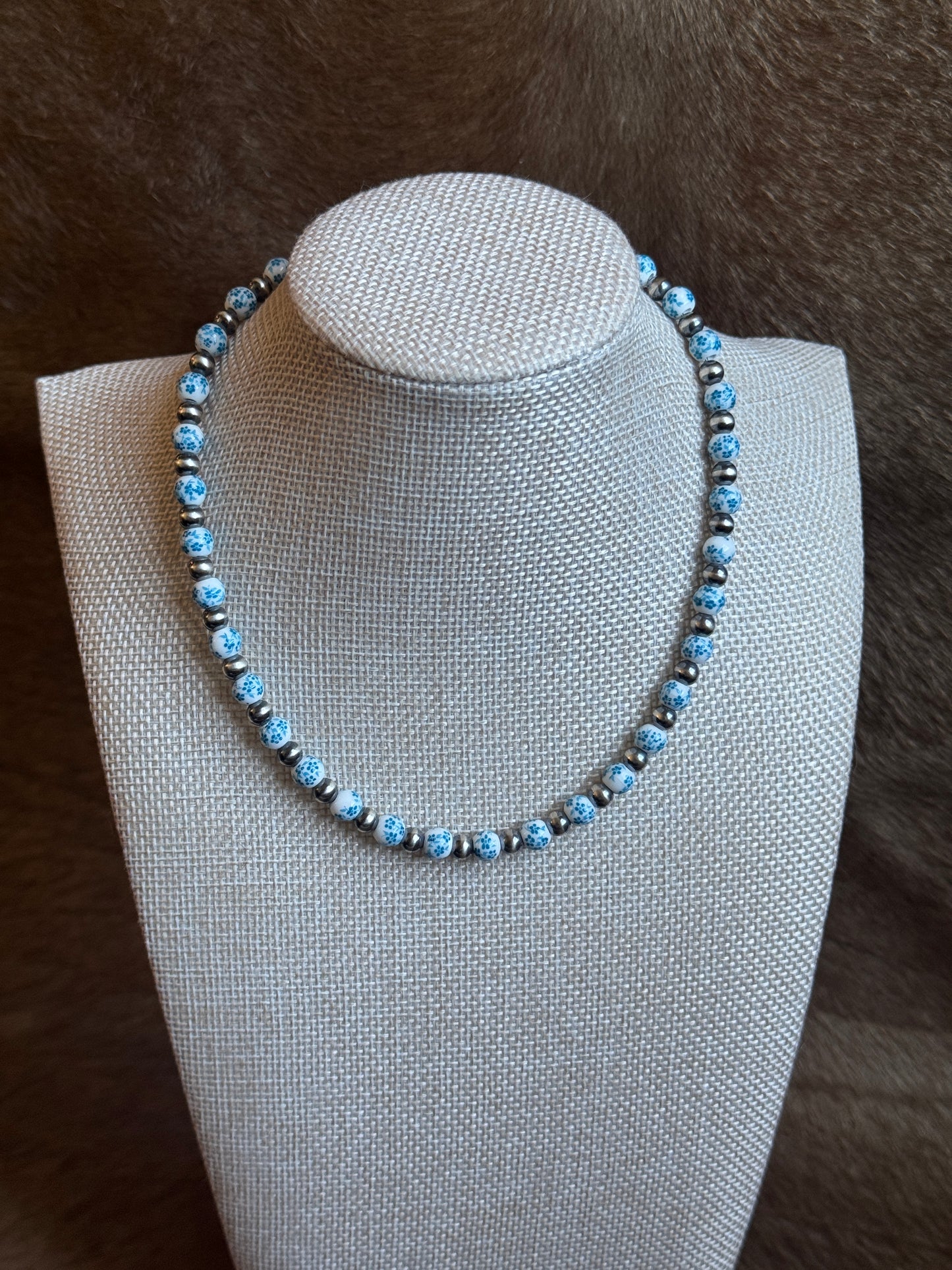 14.5-16" Blue Floral China