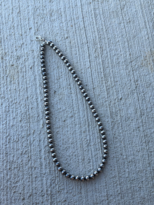 22" 8mm Silver PLATED pearls