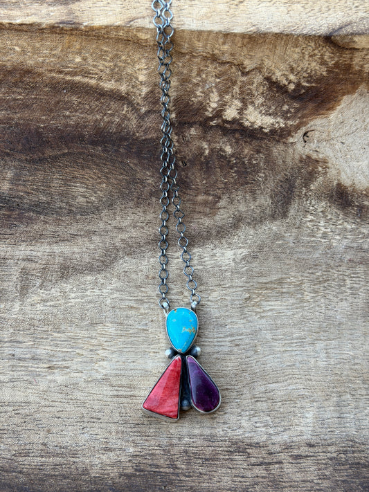20" Multi Stone Cluster Necklace