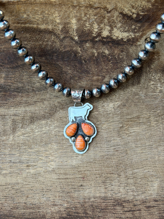 3 Stone Orange Spiny Heifer Pendant