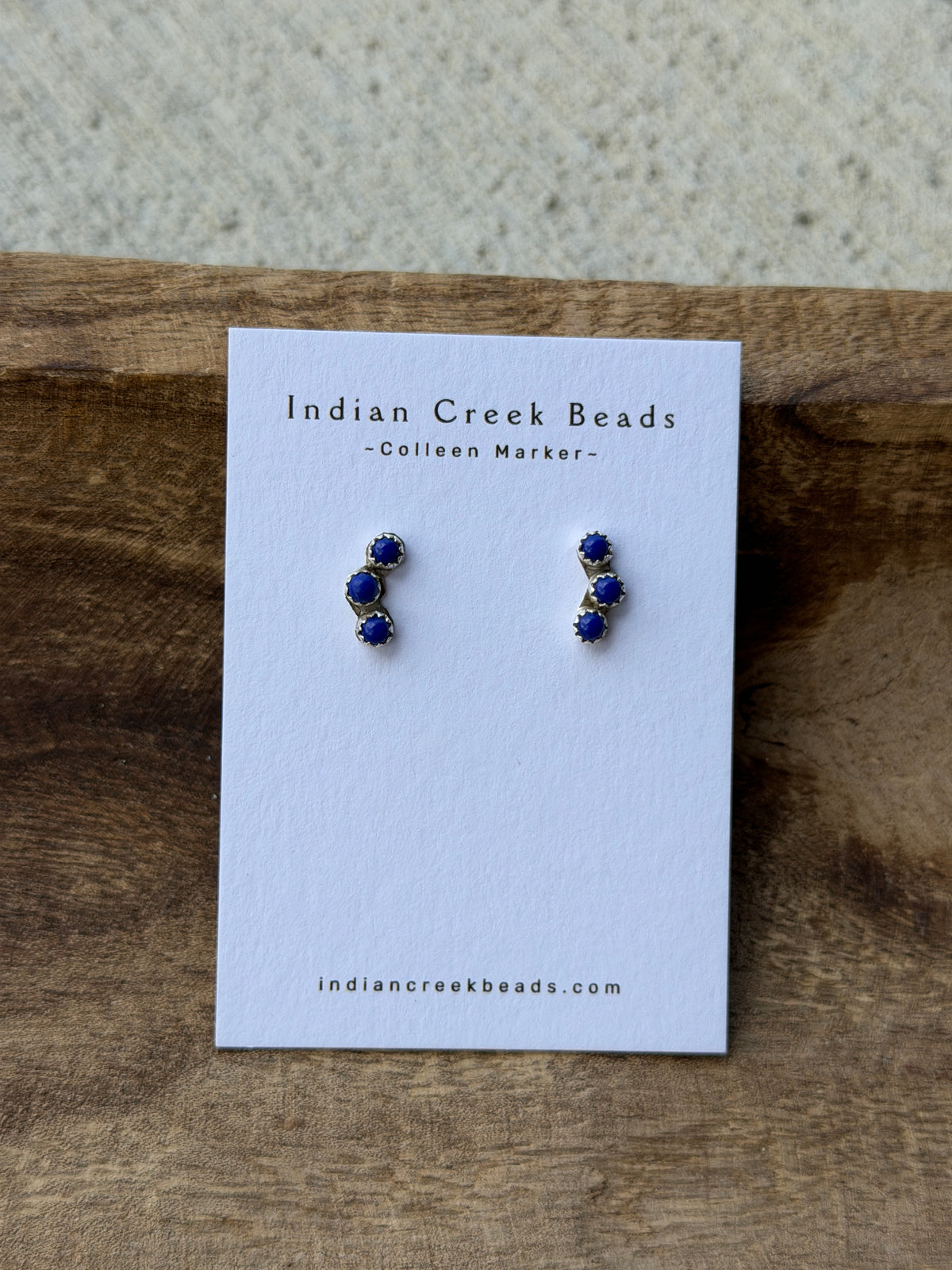 3 stone Blue Lapis Studs