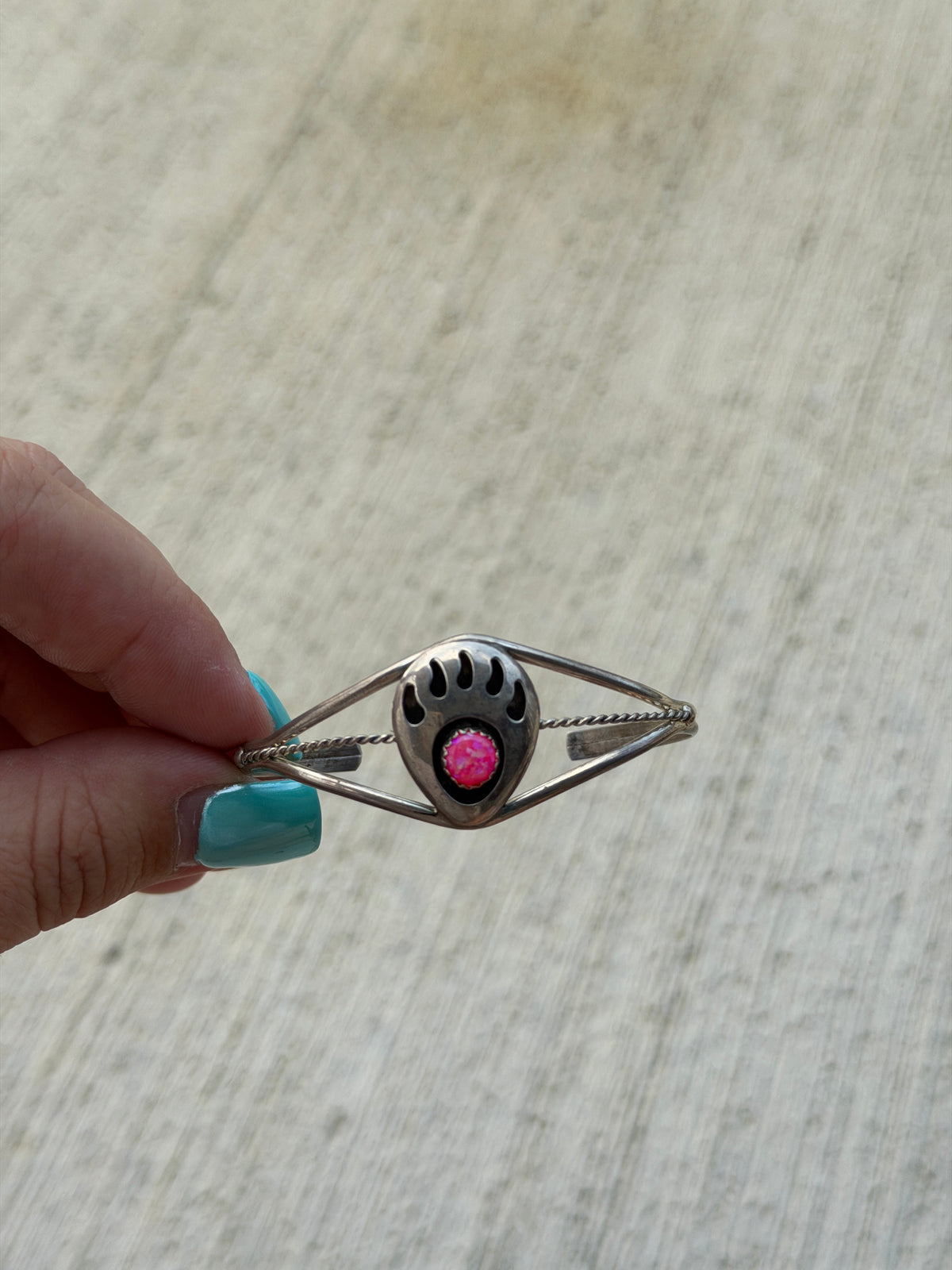 Hot Pink Opal Bearpaw Cuff