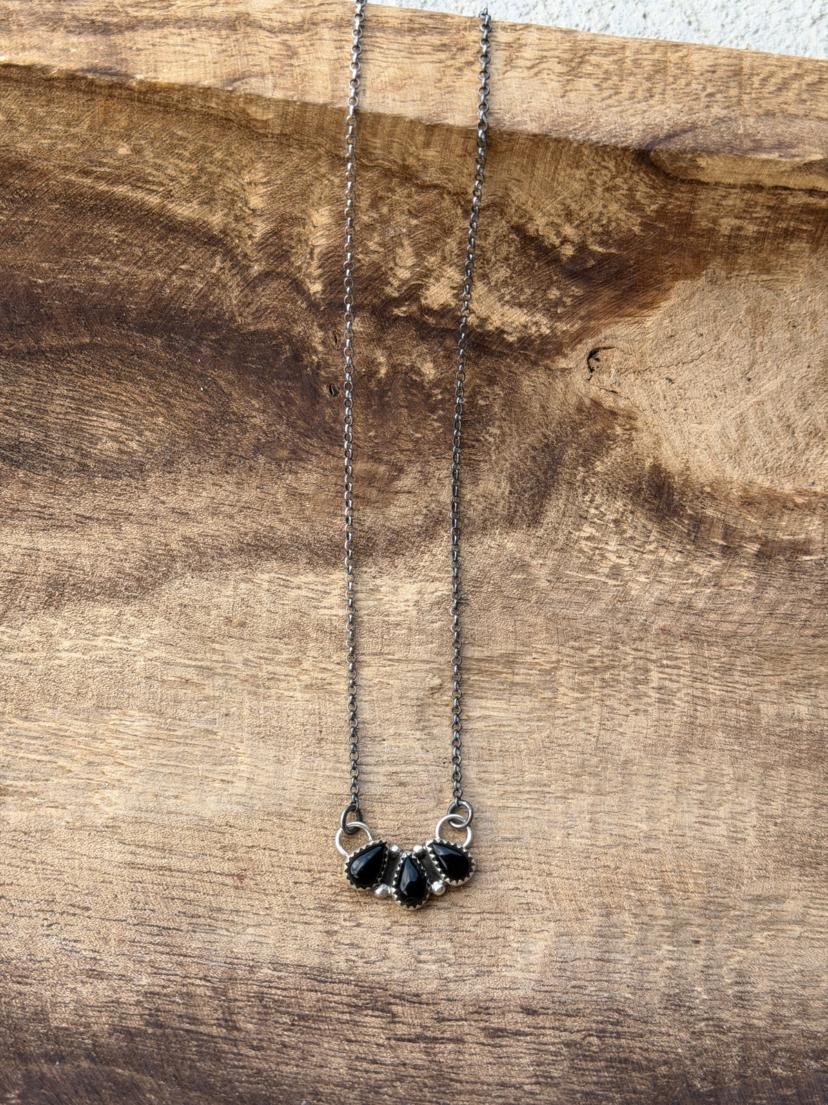 17" 3 stone Black Onyx Bar