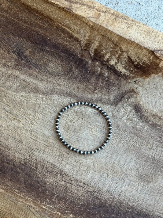 4mm Sterling Pearl Stretchy Bracelet