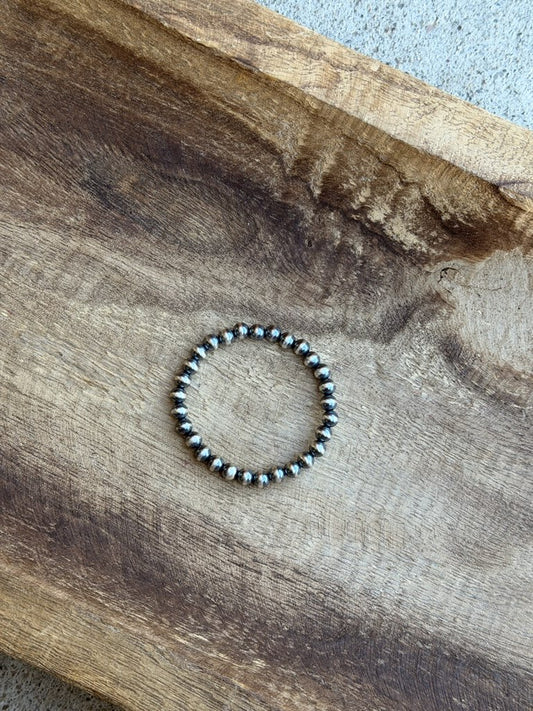 6mm Sterling Silver Pearl Stretchy
