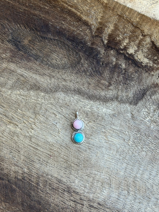 Pink Conch / Turquoise Pendant