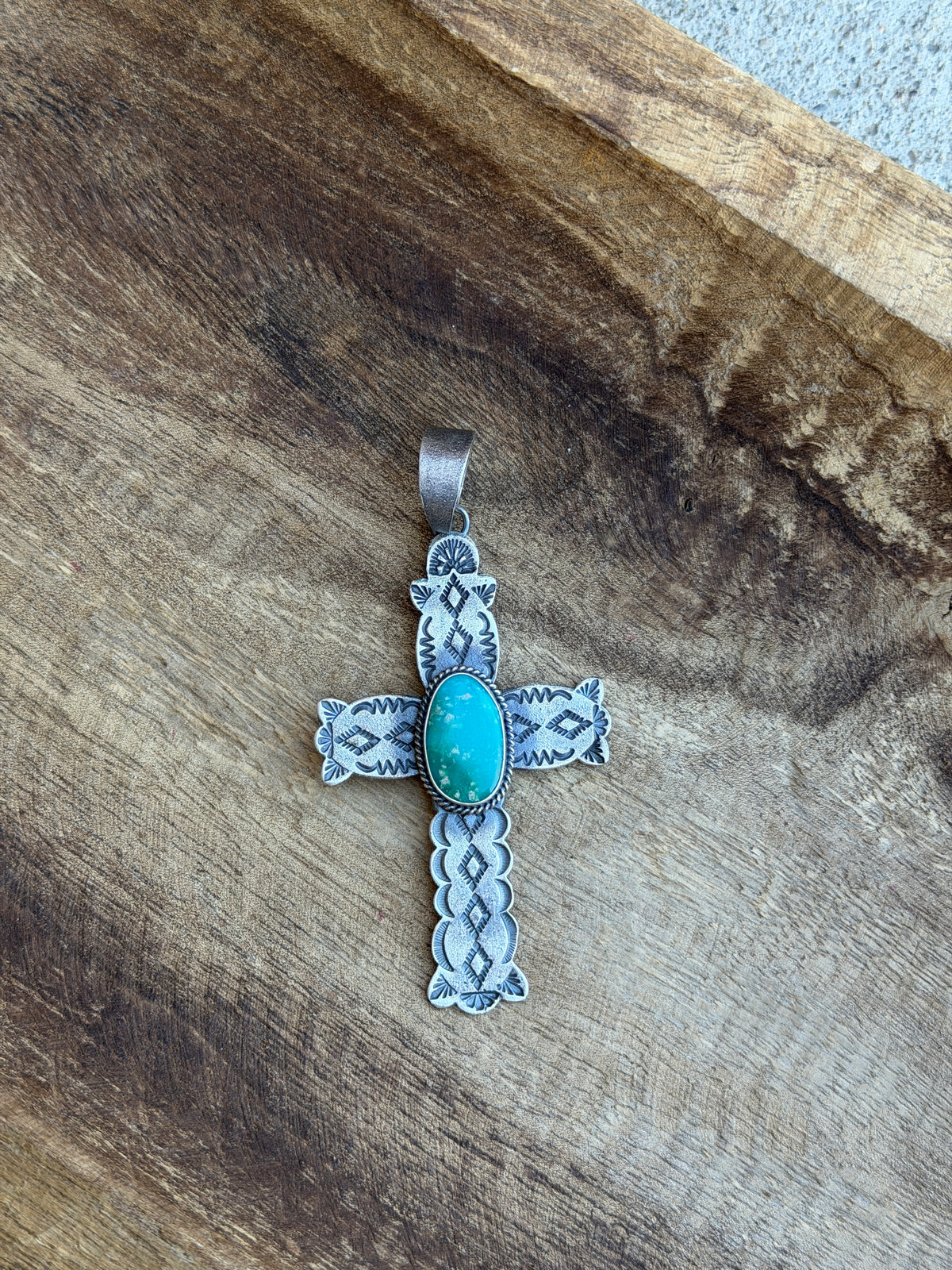 Royston Turquoise Detail Cross Pendant