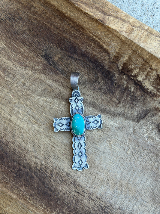 Royston Turquoise Detail Cross Pendant