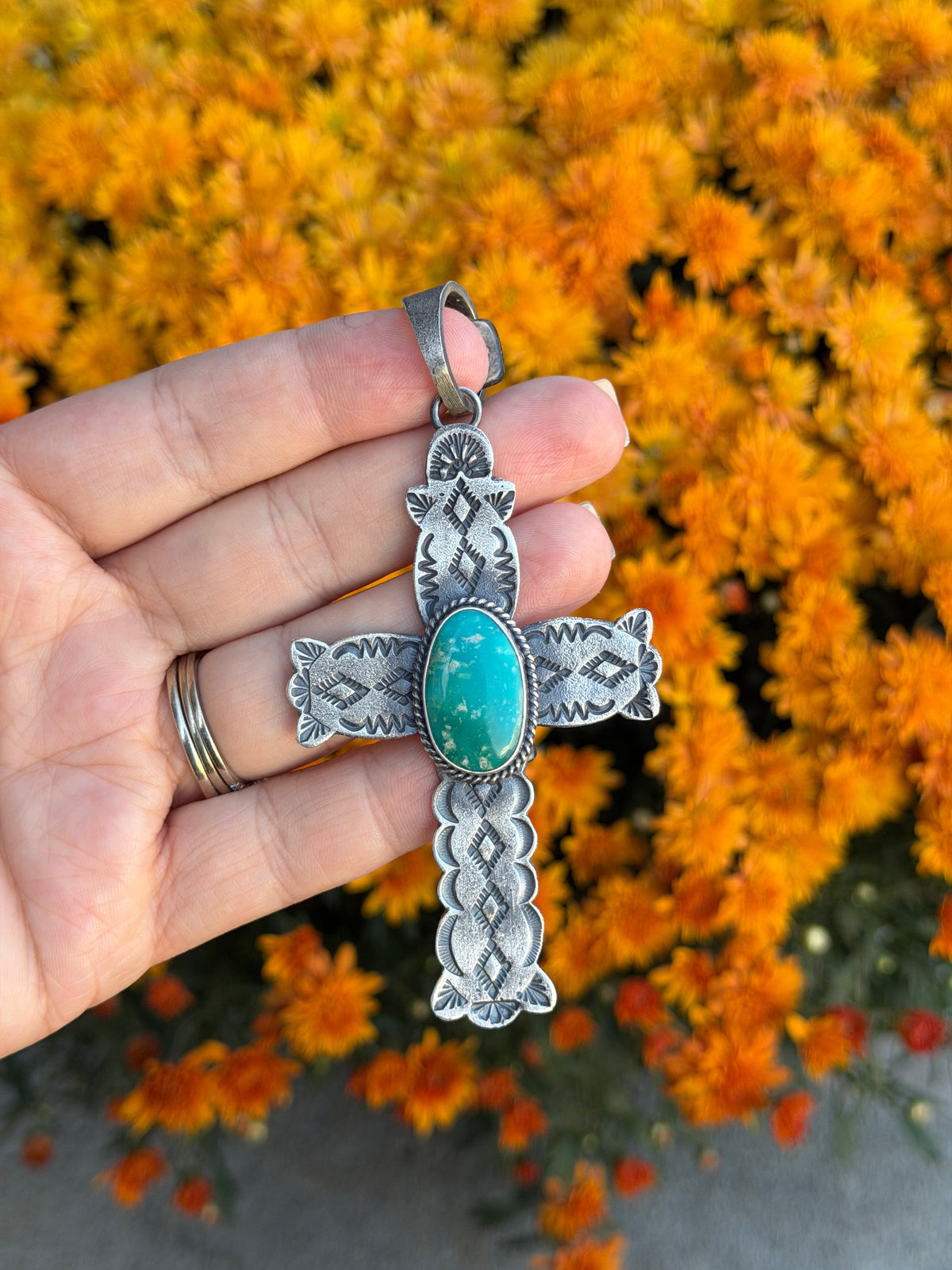 Royston Turquoise Detail Cross Pendant