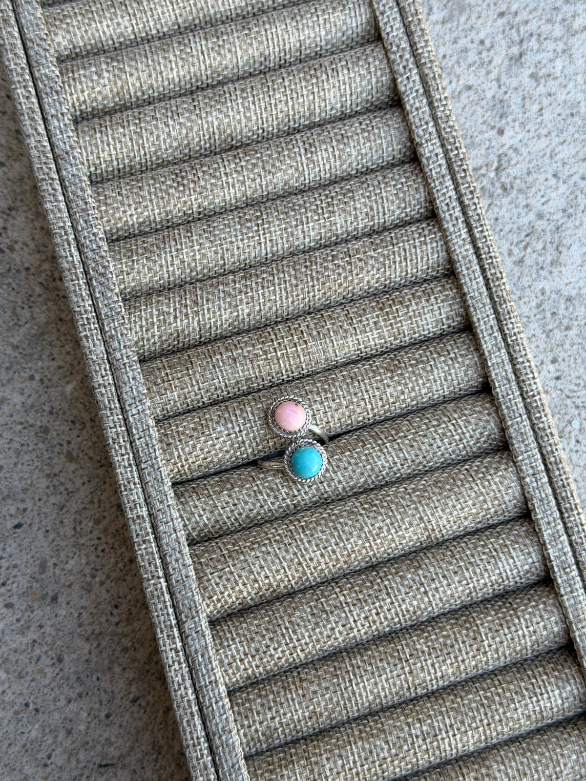 Pink Conch / Turquoise Adjustable Ring