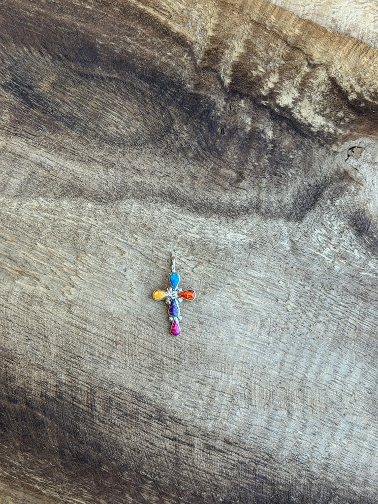 Multi Opal Cross Pendant